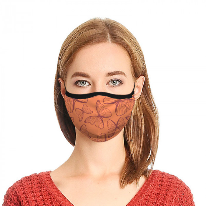 Máscara De Proteção Dupla Borboletas Laranja Dryfit UV50+