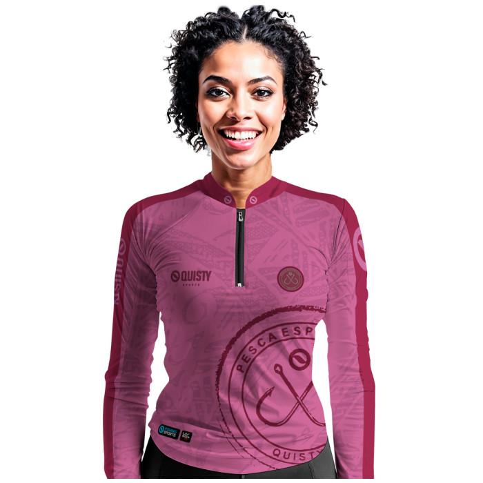 Camisa Premium - Pro Elite Anzol Pink Pesca Esportiva - DryUv50+ Punho Luva