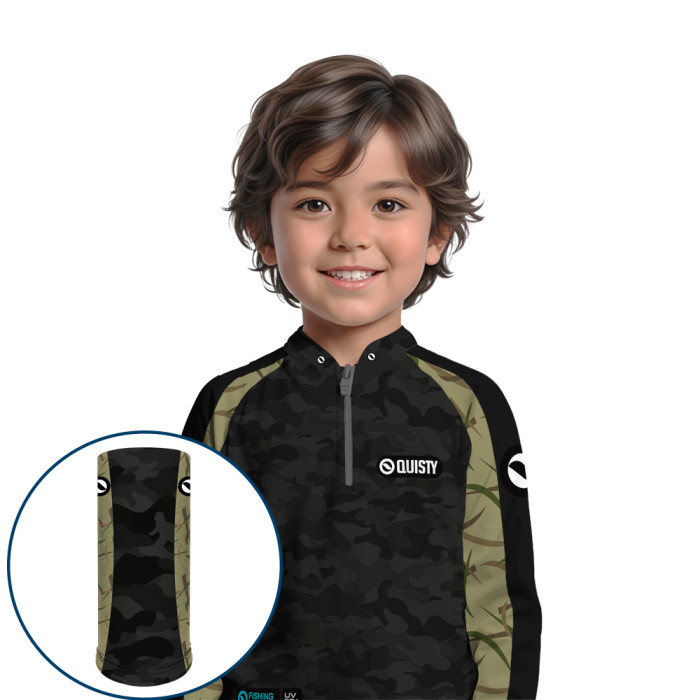 Combo Premium Infantil - Pro Elite DarkBass - Pesca Esportiva - Camisa + Punho Luva + Máscara DryUv50+