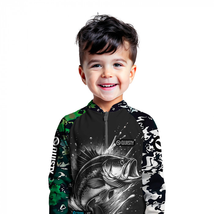Camisa Premium Infantil - Pro Elite Black Bass Spirit - Pesca Esportiva - DryUv50 + Punho Luva