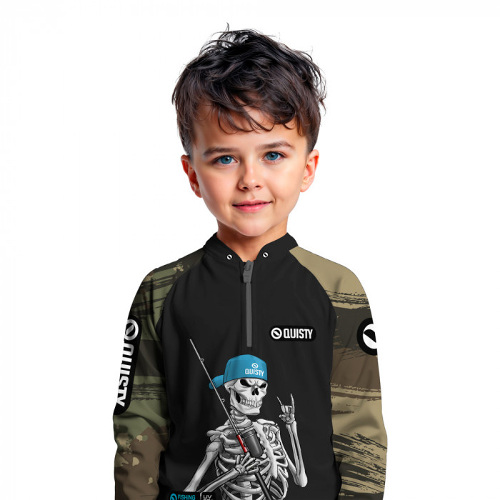 Camisa Premium Infantil - Pro Elite No Fishing No Life Pesca Esportiva - DryUv50+ Punho Luva