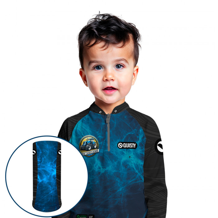 Combo Premium Infantil - Pro Elite Força do Campo- Agro Sports- Camisa + Punho Luva + Máscara Premium Infantil DryUv50+ 