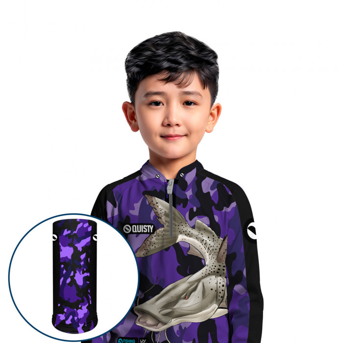 Combo Premium Infantil - Pro Elite Pintado Pesca Esportiva - Camisa + Punho Luva + Máscara DryUv50+