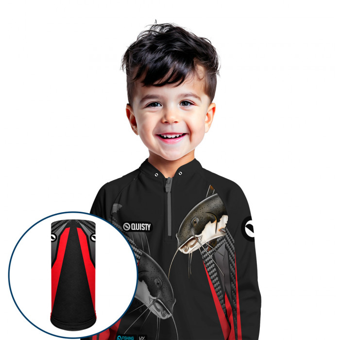 Combo Premium Infantil - Pro Elite Pirarara Bom De Briga Pesca Esportiva - Camisa + Punho Luva + Máscara Premium Infantil DryUv50+