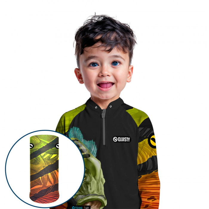Combo Premium Infantil - Pro Elite Tucunaré Bravo do Brasil - Pesca Esportiva - Camisa + Punho Luva + Máscara DryUv50+