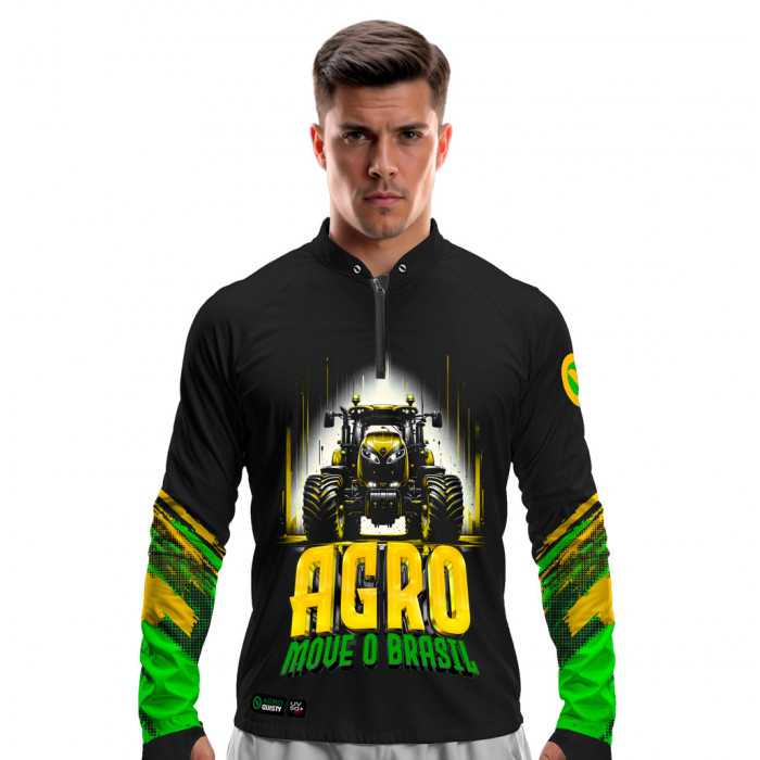 Camisa Premium - Pro Elite Agro Move o Brasil - Agro Sports - DryUv50+ Punho Luva