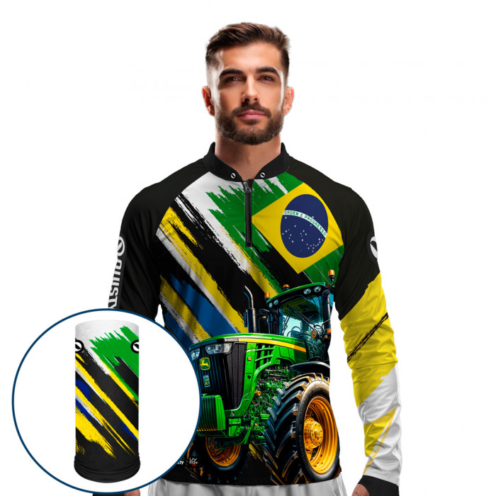 Combo Premium - Pro Elite Gigante da Pátria - Agro Sports - Camisa + Punho Luva + Máscara Premium DryUv50+