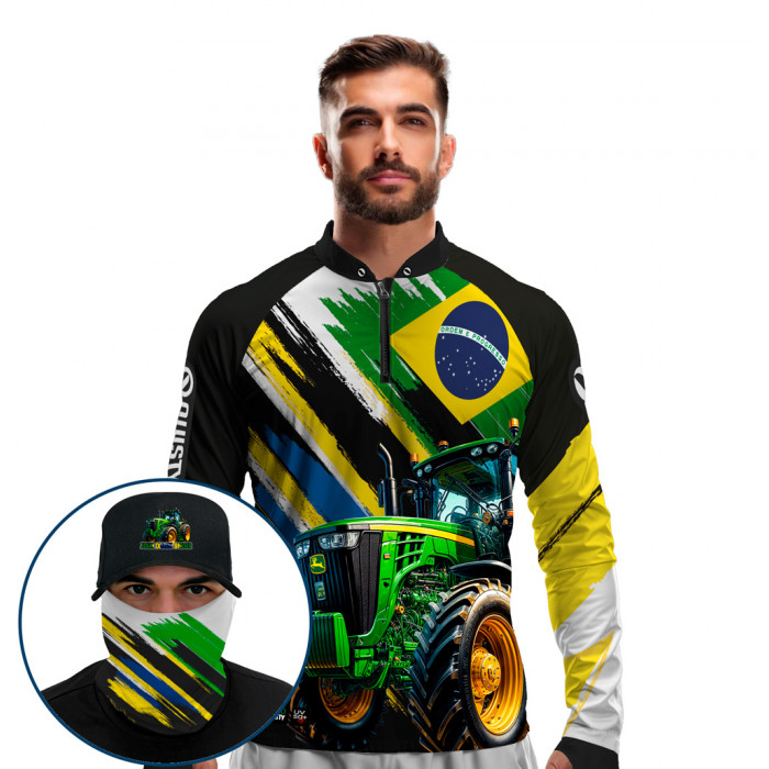 Super Combo Premium - Pro Elite Gigante da Pátria - Agro Sports - Camisa + Punho Luva + Máscara Premium + Boné DryUv50+