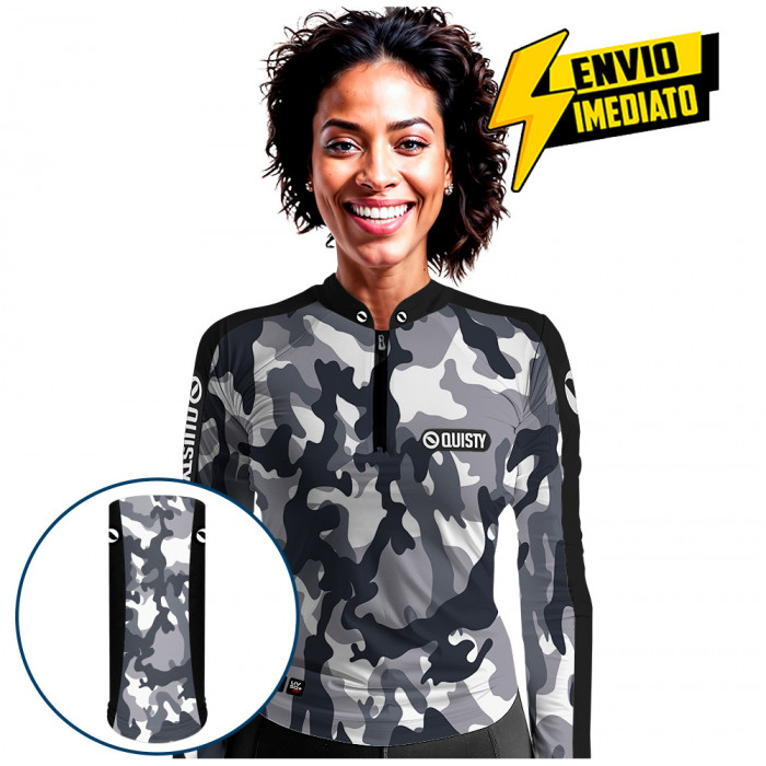 Combo Premium - Pro Elite Army Antartida Feminina Pesca Esportiva - Camisa + Punho Luva + Máscara DryUv50 Envio Imediato