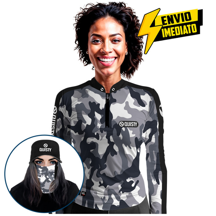 Super Combo Premium - Pro Elite Army Antartida Feminina Pesca Esportiva - Camisa + Punho Luva + Máscara + Boné DryUv50+ - Envio Imediato