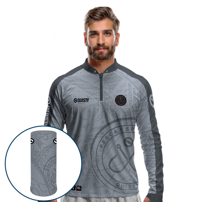 Combo Premium - Pro Elite Anzol Pesca Esportiva - Camisa + Punho Luva + Máscara DryUv50