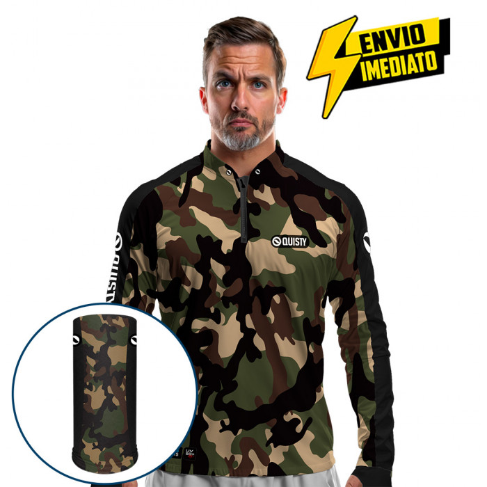 Combo Premium - Pro Elite Army Pantanal Pesca Esportiva - Camisa + Punho Luva + Máscara DryUv50 Envio Imediato