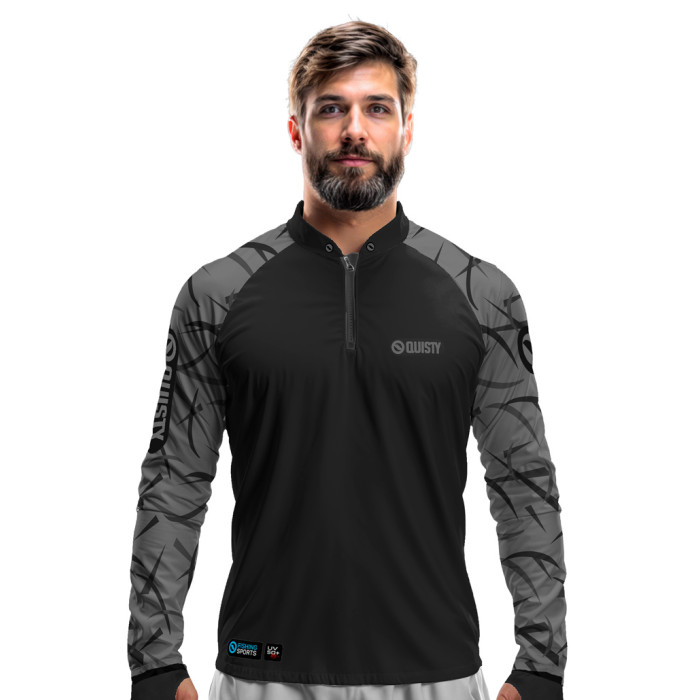 Camisa Premium - Pro Elite Black Bass Kid Ocelos Black Pesca Esportiva - DryUv50+ Punho Luva