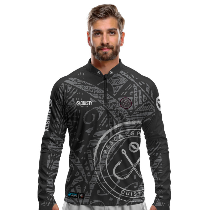 Camisa Premium - Pro Elite Anzol Black Pesca Esportiva - DryUv50+ Punho Luva