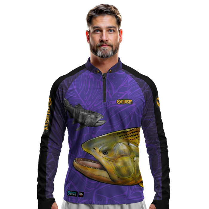 Camisa Premium - Pro Elite Dourado Do Rio Roxo Pesca Esportiva - DryUv50+ Punho Luva
