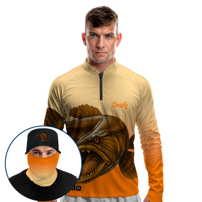 Super Combo Premium - Pro Elite Trairão O Predador dos Rios Savage - Camisa + Punho Luva + Máscara Premium + Boné Tela DryUv50+