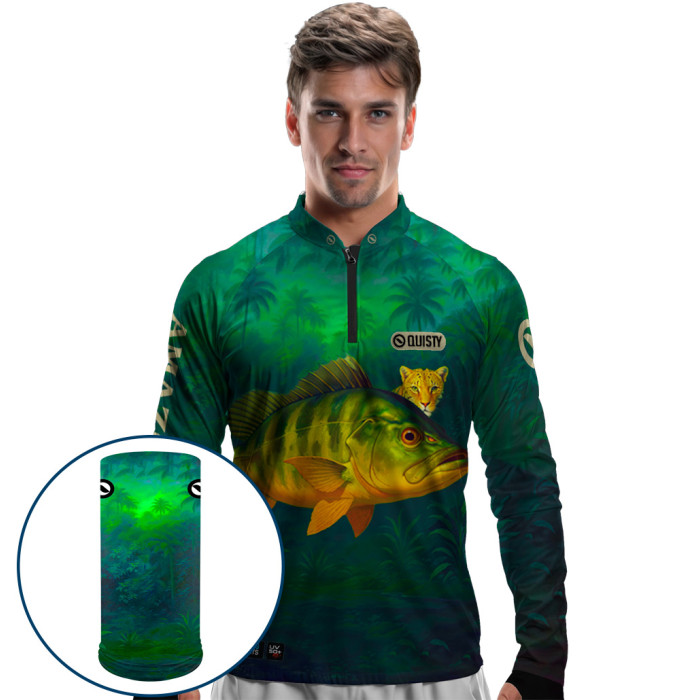Combo Premium - Pro Elite Tucunaré Amazon - Camisa + Punho Luva + Máscara Premium DryUv50+