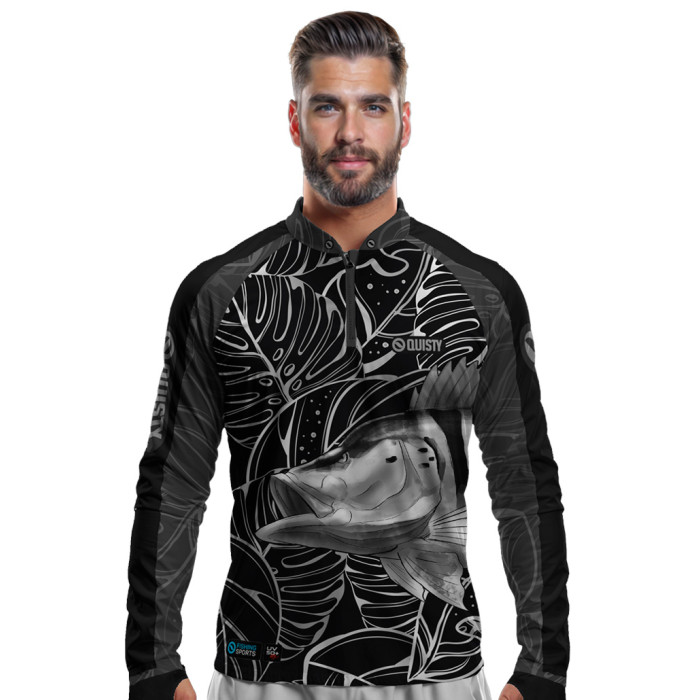 Camisa Premium - Pro Elite Tucunaré Azul Black Pesca Esportiva - DryUv50+ Punho Luva