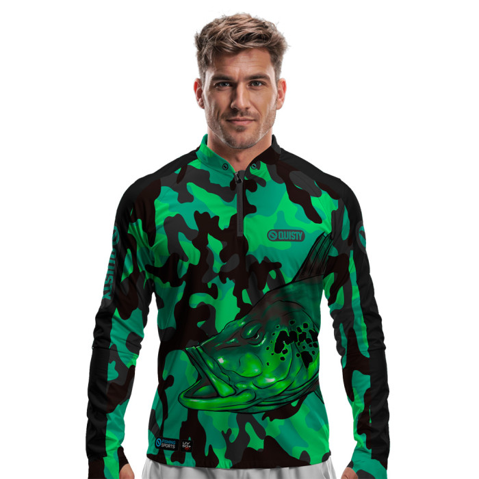 Camisa Premium - Pro Elite Tucunaré Pantanal Green Pesca Esportiva - DryUv50+ Punho Luva