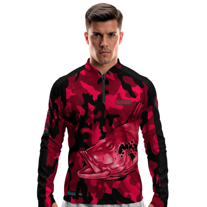 Camisa Premium - Pro Elite Tucunaré Pantanal Wine Pesca Esportiva - DryUv50+ Punho Luva