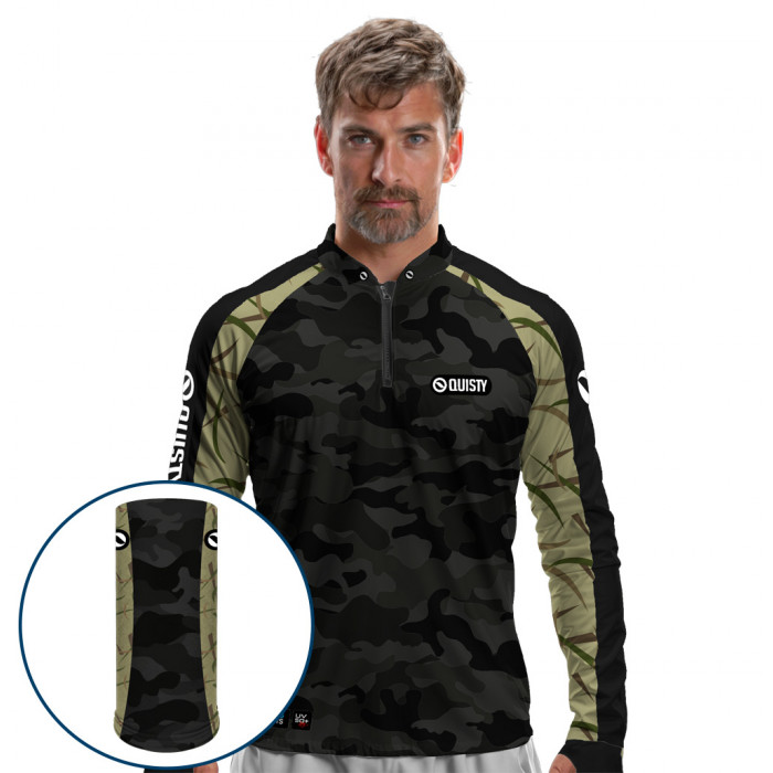 Combo Premium - Pro Elite Darkbass - Camisa + Punho Luva + Máscara Premium DryUv50+