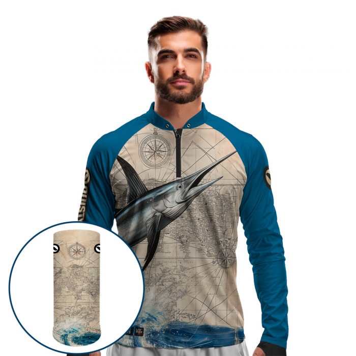Combo Premium - Pro Elite Espada do Mar - Camisa + Punho Luva + Máscara Premium DryUv50+