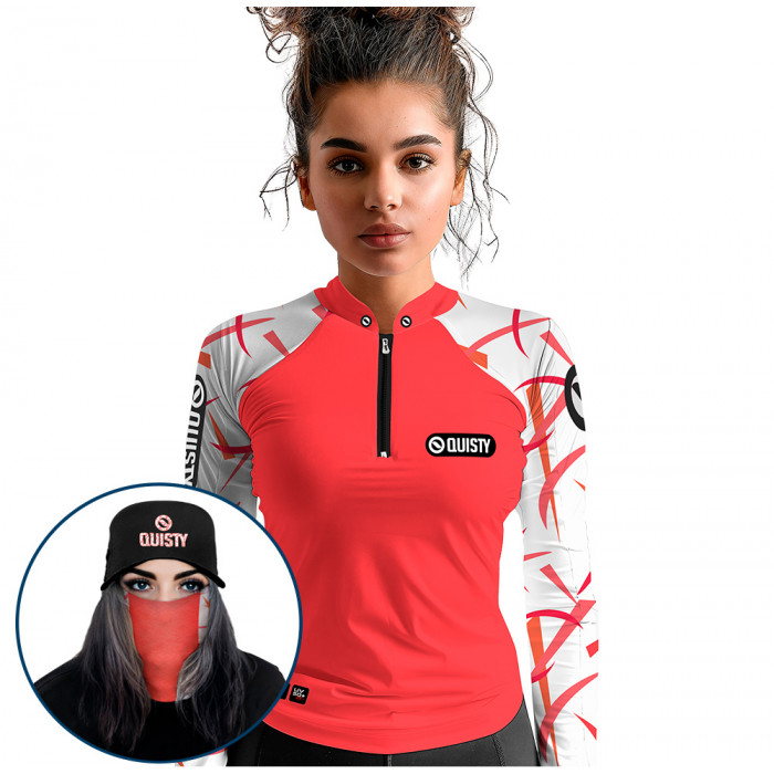 Super Combo Premium - Pro Elite Black Bass Kid Ocelos Feminina - Camisa + Punho Luva + Máscara + Boné DryUv50+