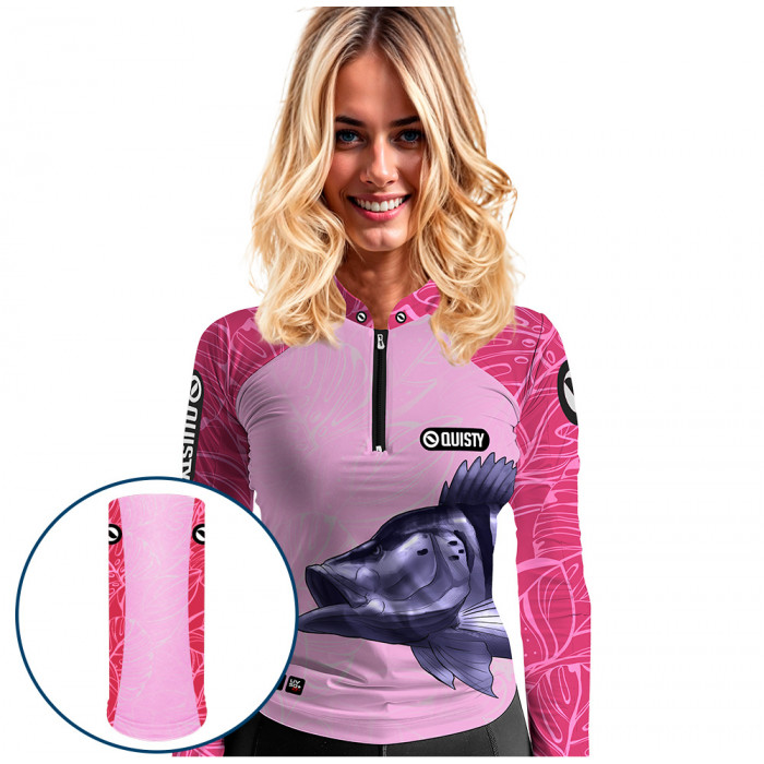Combo Premium - Pro Elite Tucunaré Azul Feminina - Camisa + Punho Luva + Máscara DryUv50+