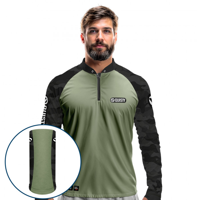 Combo Premium - Pro Elite Militar Bass - Camisa + Punho Luva + Máscara Premium DryUv50+
