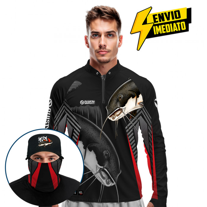 Super Combo Premium - Pro Elite Pirarara Bom De Briga Pesca Esportiva - Camisa + Punho Luva + Máscara + Boné DryUv50+ - Envio Imediato