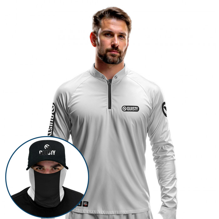 Super Combo Premium - Pro Elite Sport Clean Branca - Camisa + Punho Luva + Máscara + Boné DryUv50+