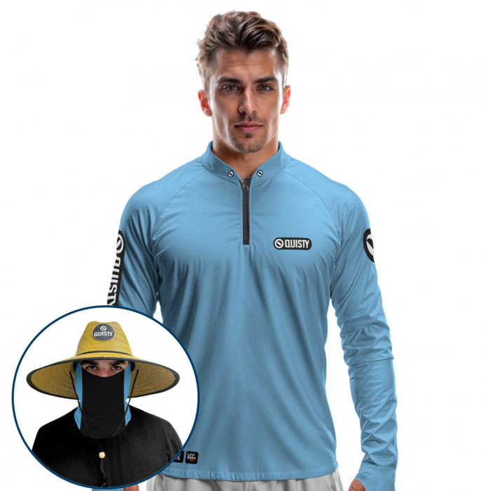 Super Combo VIP - Pro Elite Sport Clean Caribean - Camisa + Punho Luva + Máscara + Chapéu DryUv50+