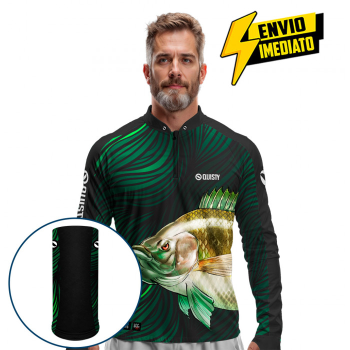Combo Premium - Pro Elite Tilápia Bocuda Pesca Esportiva - Camisa + Punho Luva + Máscara DryUv50 Envio Imediato