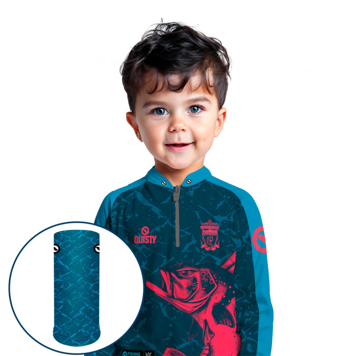 Combo Premium Infantil - Pro Elite Tucunaliver - Pesca Esportiva - Camisa + Punho Luva + Máscara DryUv50+