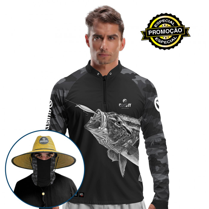 Combo VIP - Pro Elite Tucunaré Attack Pesca Esportiva - Camisa + Máscara + Chapéu DRYUV50+