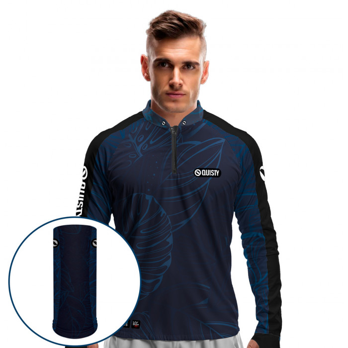 Combo Premium - Pro Elite Tucunaré Azul Blue Clean Pesca Esportiva - Camisa + Punho Luva + Máscara Premium DryUv50+