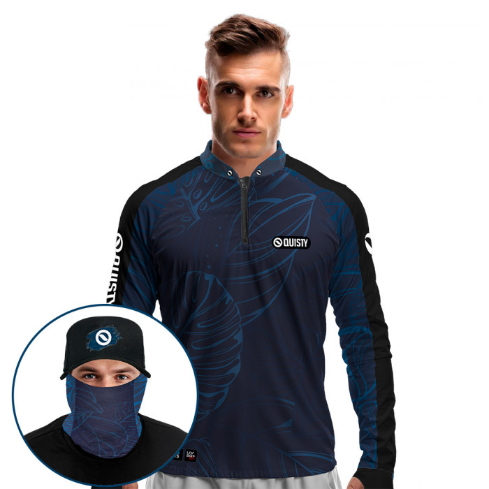 Super Combo Premium - Pro Elite Tucunaré Azul Blue Clean Pesca Esportiva - Camisa + Punho Luva + Máscara Premium + Boné DryUv50+