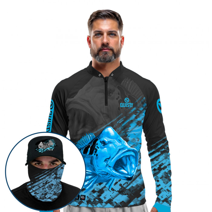 Super Combo Premium - Pro Elite Tucunaré Minha Paixão Esportiva - Camisa + Punho Luva + Máscara Premium + Boné DryUv50