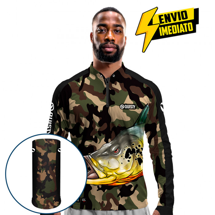 Combo Premium - Pro Elite Tucunaré Pantanal Pesca Esportiva - Camisa + Punho Luva + Máscara DryUv50 Envio Imediato