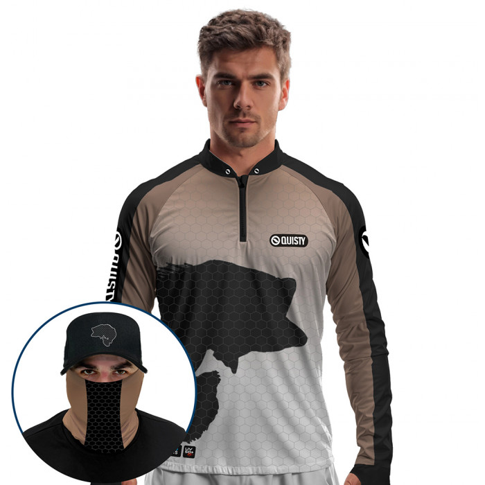 Super Combo Premium - Pro Elite Tucuna Fisherman - Pesca Esportiva - Camisa + Punho Luva + Máscara Premium + Boné DryUv50+
