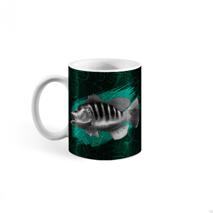 Caneca Porcelana - Pesca Esportiva - Tucunaré Azul