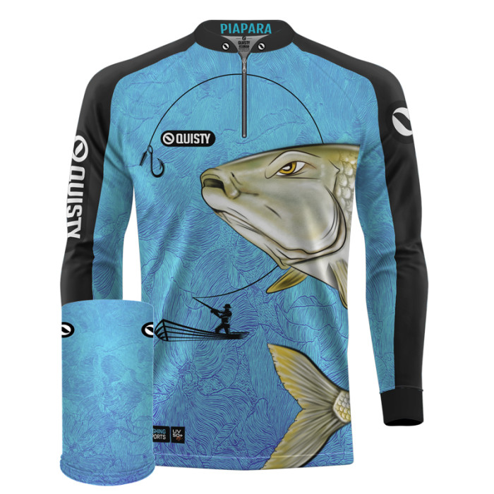 Combo Premium - Pro Elite Piapara Lutadora Das Águas - Pesca Esportiva Camisa + Máscara DryUv50+