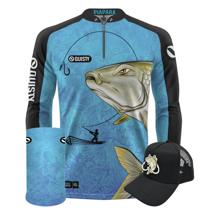 Super Combo Premium - Pro Elite Piapara Lutadora Das Águas - Pesca Esportiva Camisa + Máscara + Boné 