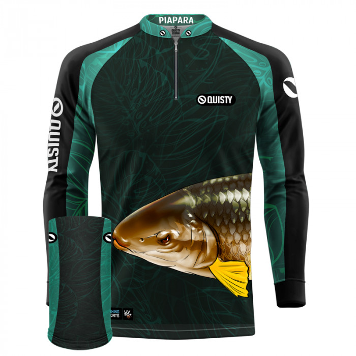 Combo Premium - Pro Elite Piapara Azul Pesca Esportiva - Camisa + Punho Luva + Máscara DryUv50