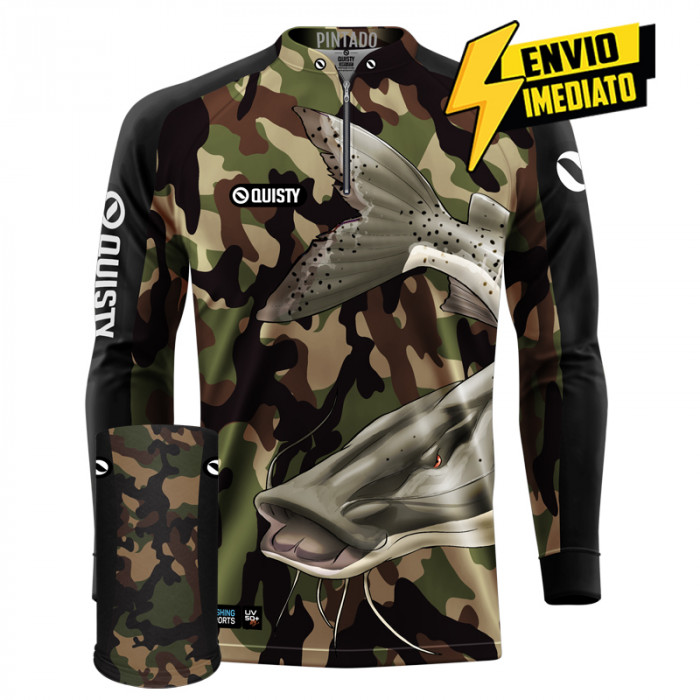 Combo Premium - Pro Elite Pintado Pantanal Pesca Esportiva - Camisa + Punho Luva + Máscara DryUv50 Envio Imediato