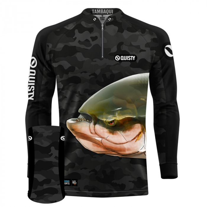 Combo Premium - Pro Elite Tambaqui Black Pesca Esportiva - Camisa + Máscara DryUv50 +