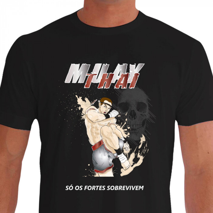 Camiseta de Muay Thai Só os Fortes Sobrevivem - Preta