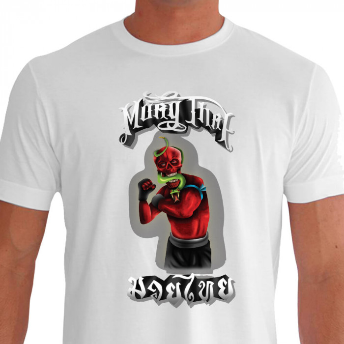 Camiseta de Muay Thai Skull Snake Fight - Branca