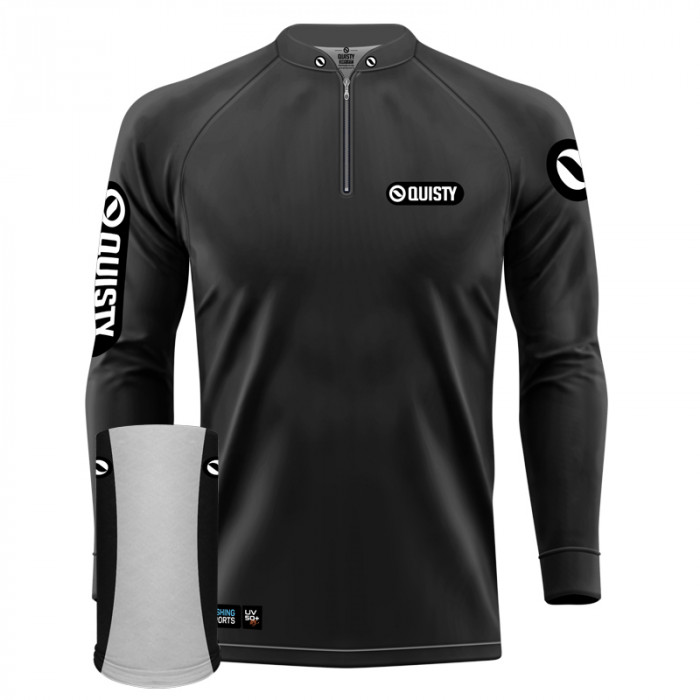Combo Premium - Pro Elite Sport Clean Preta- Camisa + Punho Luva + Máscara DryUv50