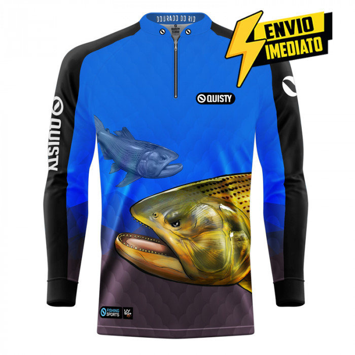 Camisa Premium - Pro Elite Dourado Rei do Rio Pesca Esportiva - DryUv50 + Punho Luva - Envio Imediato